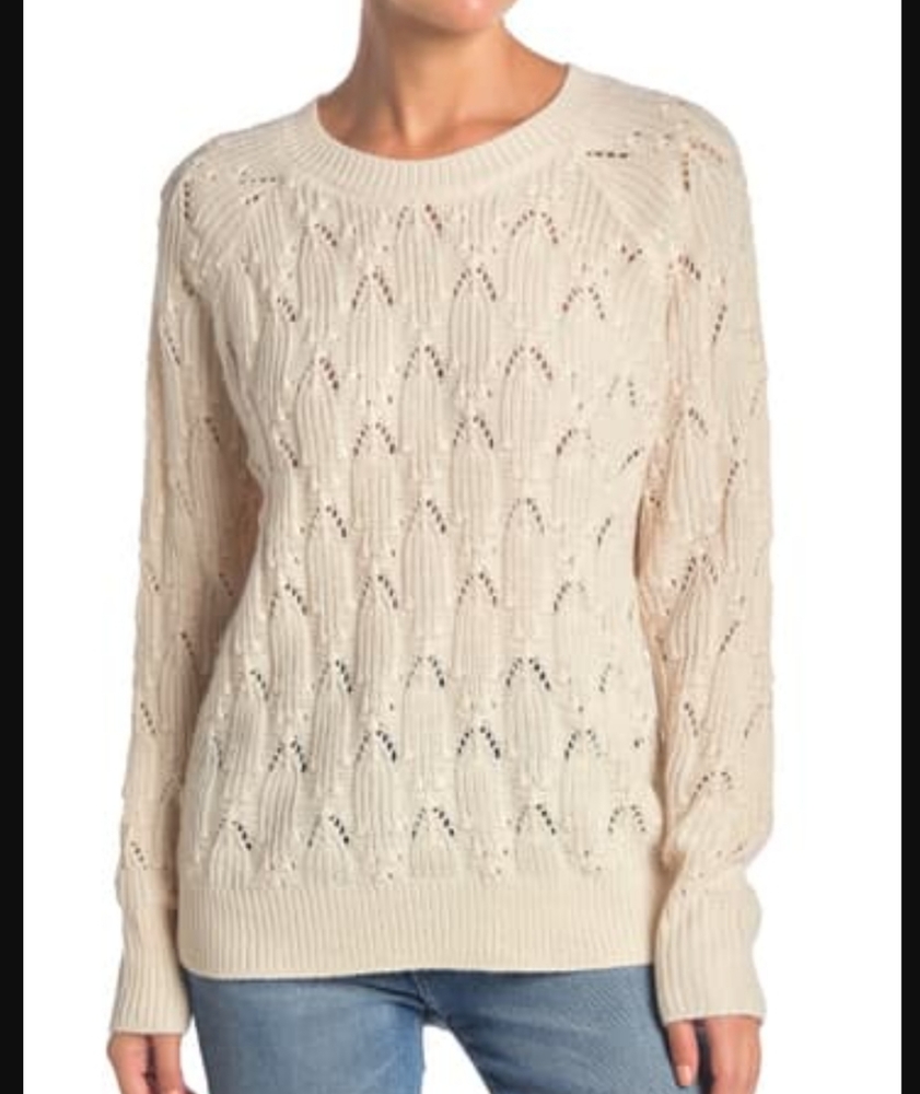 Elodie Cable Knit Sweater in Cream.